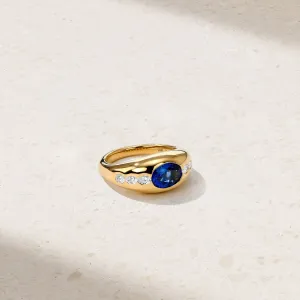 Gypsy Oval Sapphire and Diamond Ring
