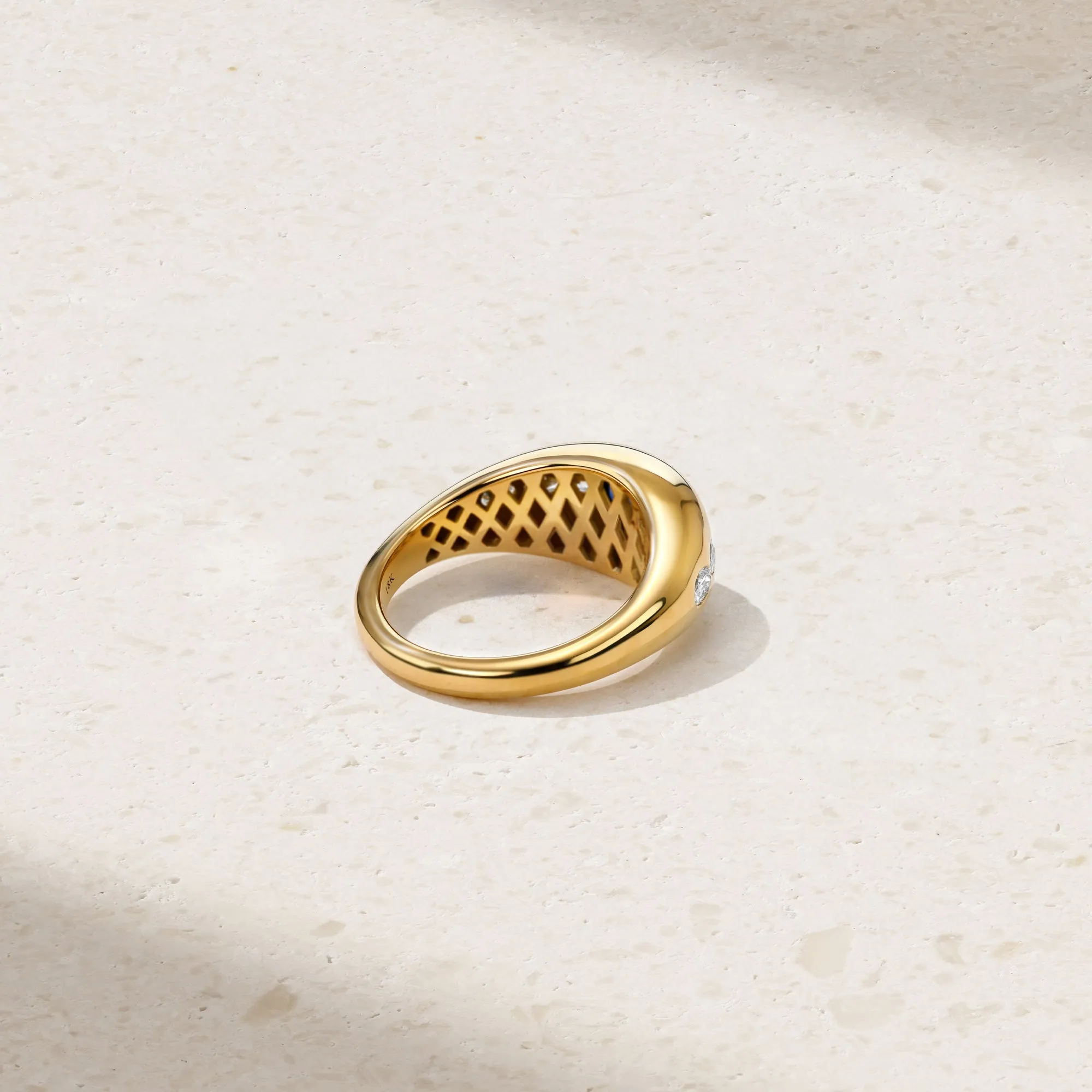 Gypsy Oval Sapphire and Diamond Ring