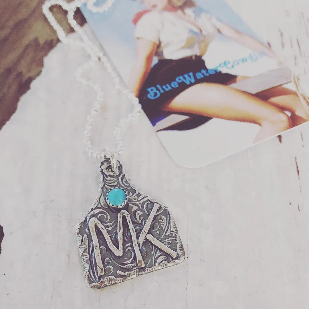 Handmade Custom Ear Tag Brand Necklace on