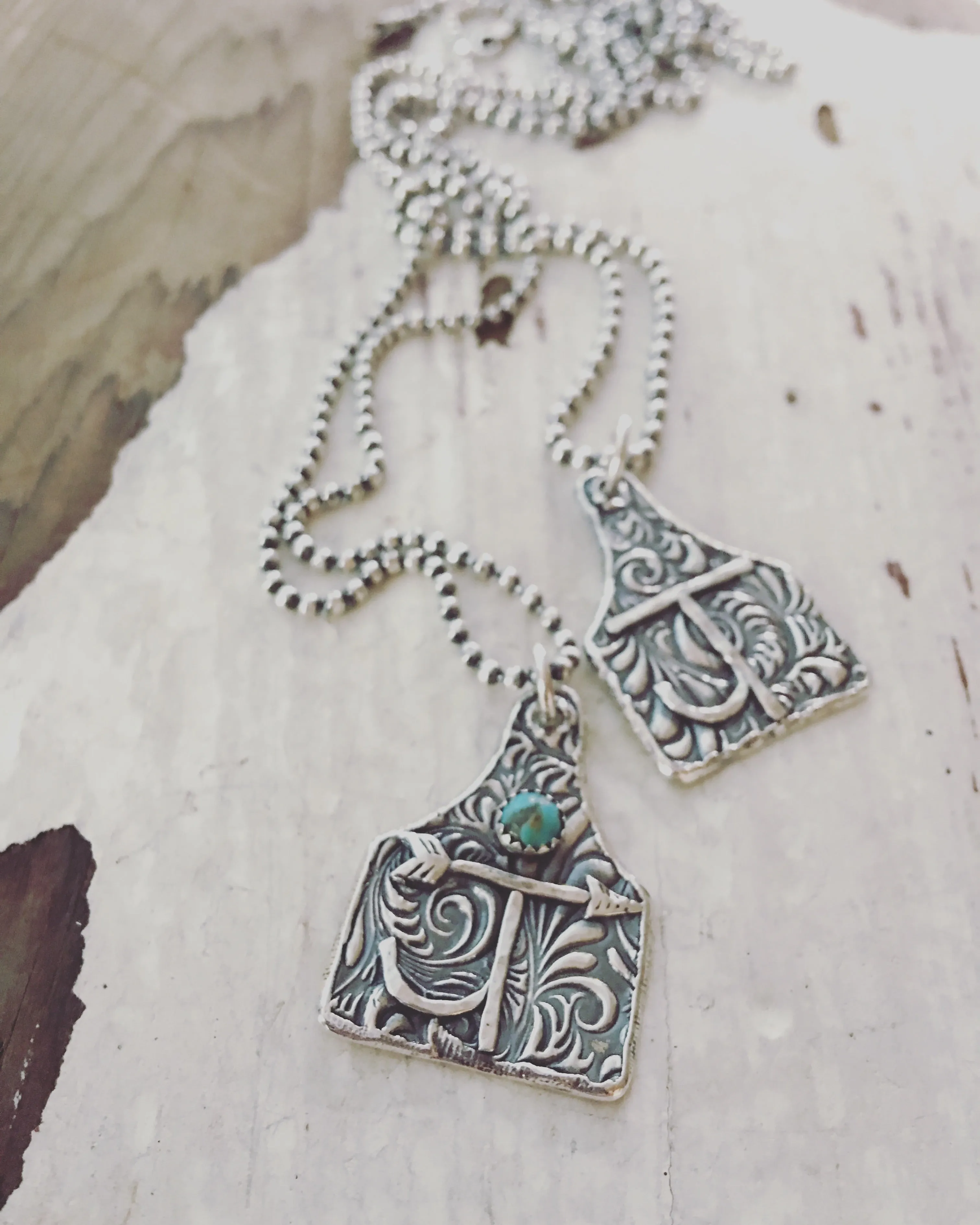 Handmade Custom Ear Tag Brand Necklace on