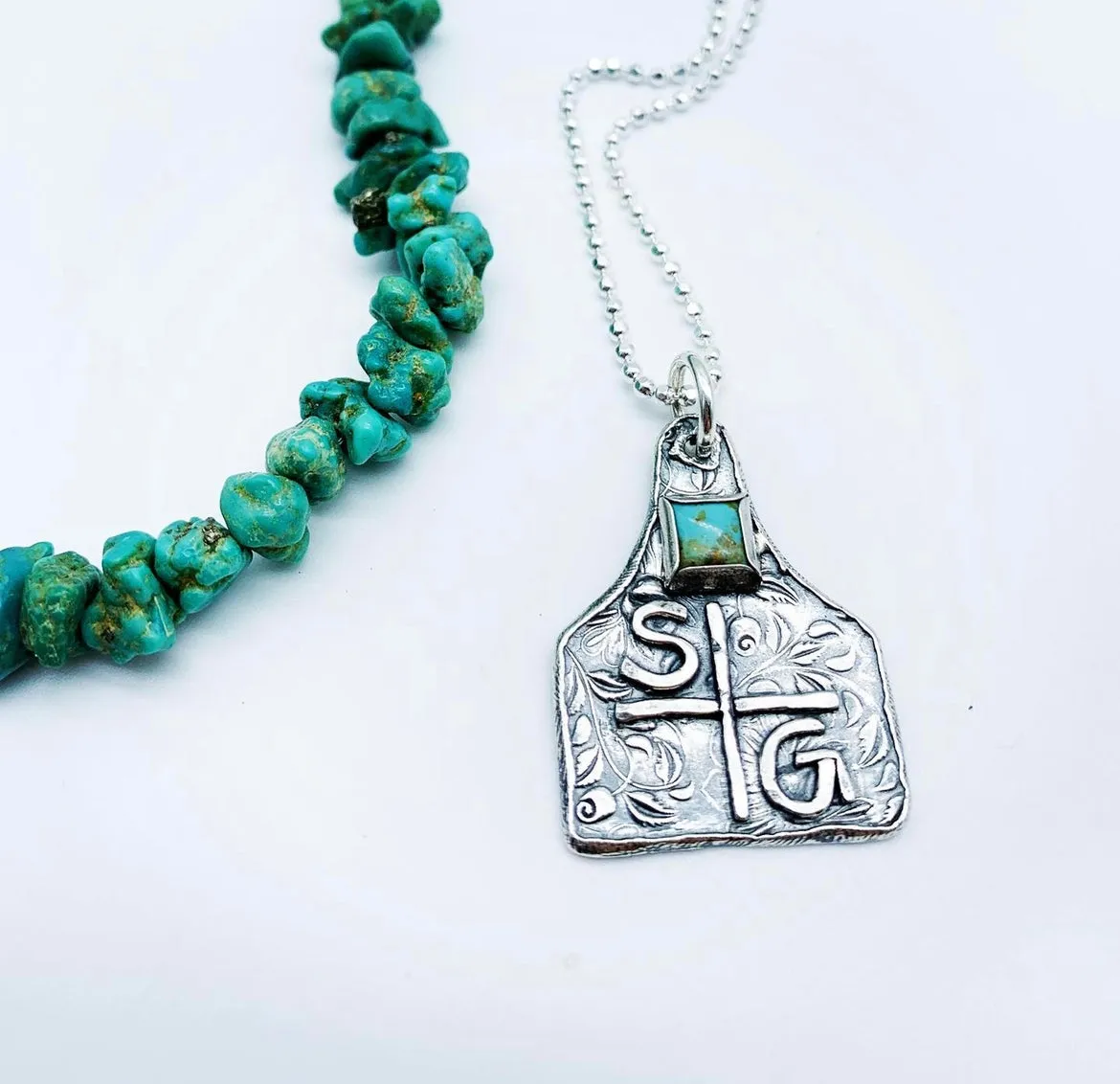 Handmade Custom Ear Tag Brand Necklace on