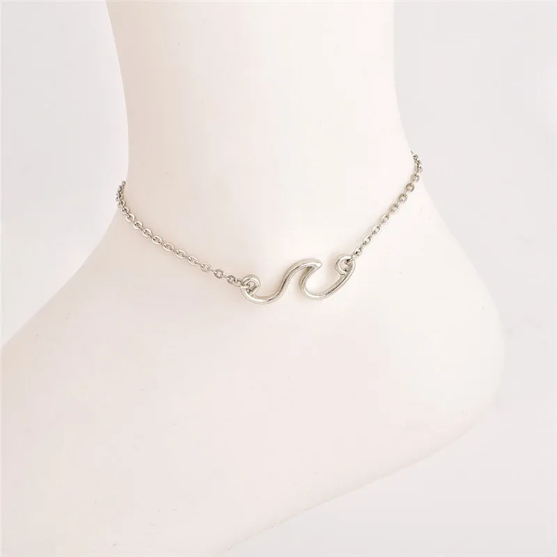 Handmade Silver Wave Anklet