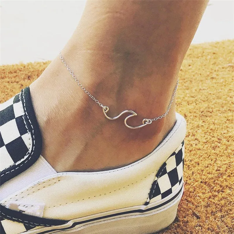 Handmade Silver Wave Anklet
