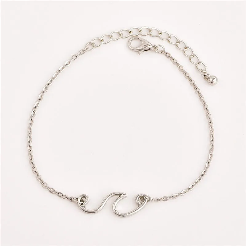 Handmade Silver Wave Anklet