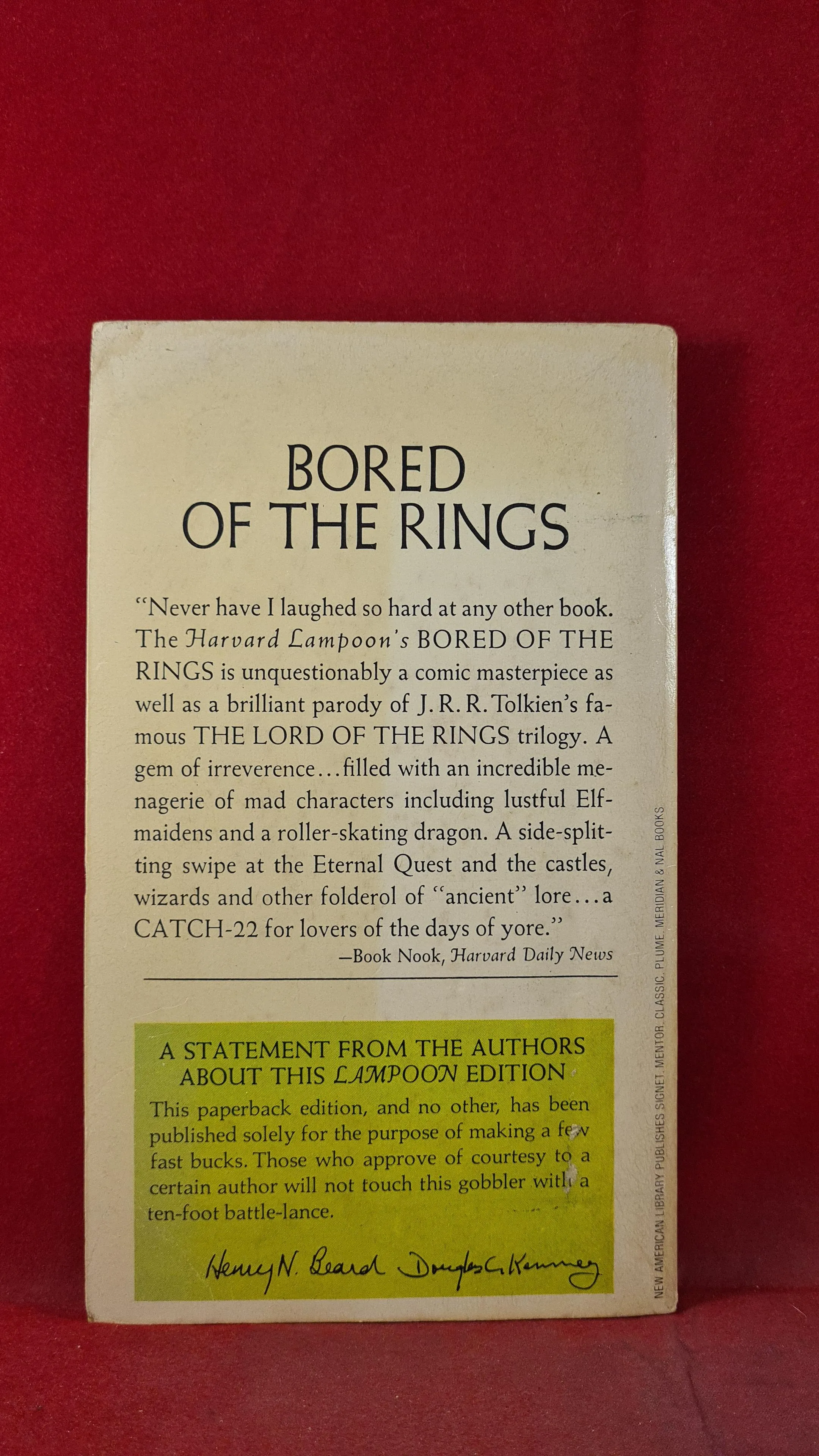 Harvard Lampoon - Bored of the Rings, Signet Book, 1969, First Edition, Paperbacks