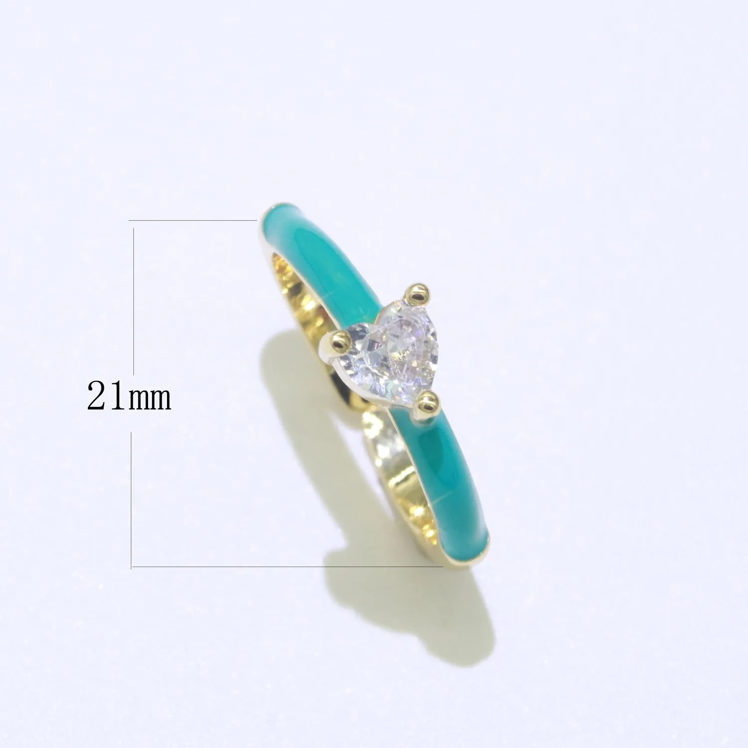 Heart Cz Ring Adjustable Gold Ring, Colorful Pastel Enamel Ring, Stackable Ring Black White Pink blue Green Ring for Women O-910~O-919