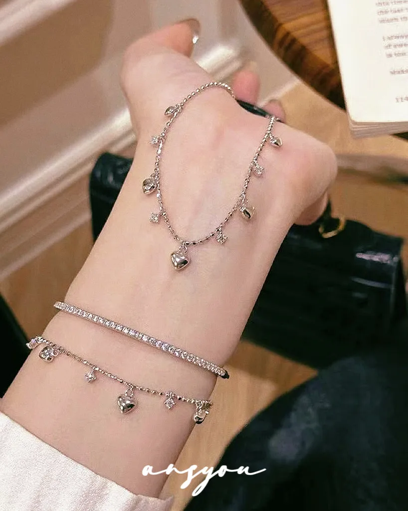 Heart Diamond Tassel Bracelet