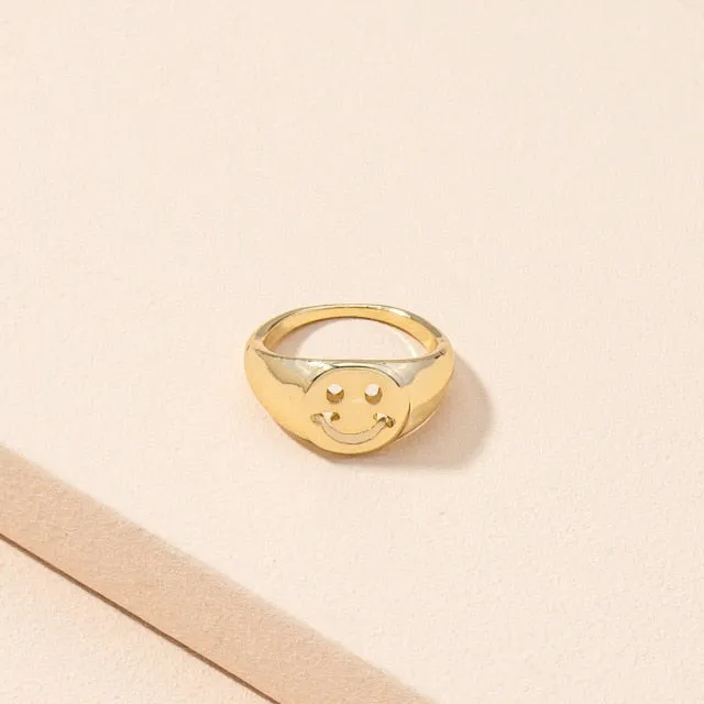 Heart Flower Rings for Women Metal Star Butterfly Harajuku Vintage Letter Rings Y2k Jewelry