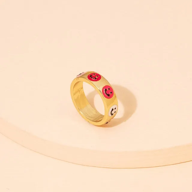 Heart Flower Rings for Women Metal Star Butterfly Harajuku Vintage Letter Rings Y2k Jewelry