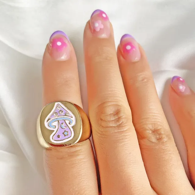 Heart Flower Rings for Women Metal Star Butterfly Harajuku Vintage Letter Rings Y2k Jewelry