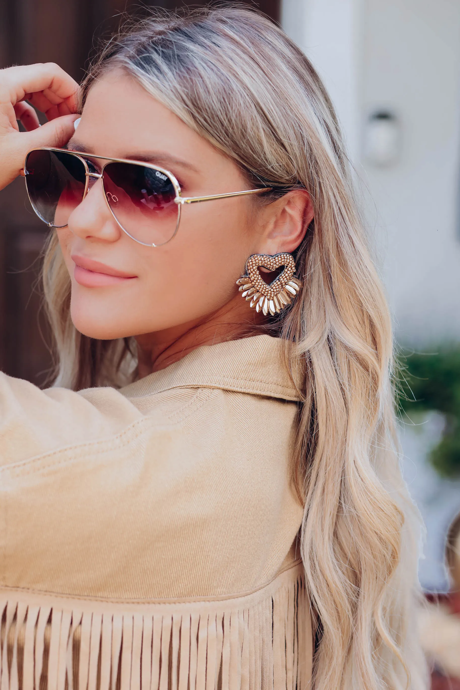 Hearts A Flutter Drop Earrings - Gold