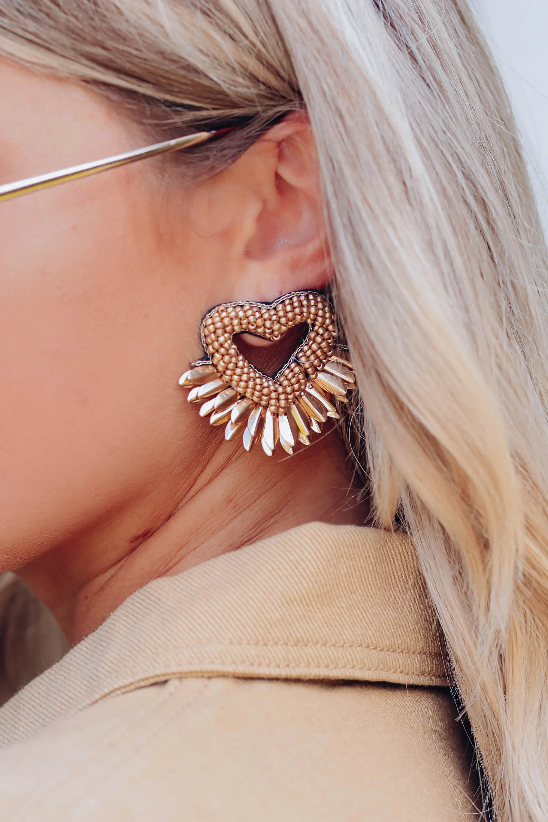 Hearts A Flutter Drop Earrings - Gold
