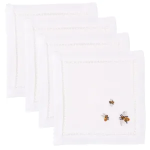 Henry Handwork Bees Embroidered Cocktail Napkins, Set of 4