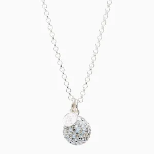 Hillberg & Berk Sterling Silver Shattered Glass Sparkle Ball Long Pendant Necklace
