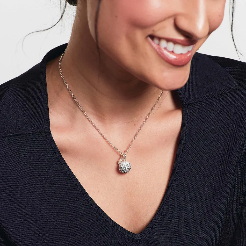 Hillberg & Berk Sterling Silver Shattered Glass Sparkle Ball Long Pendant Necklace