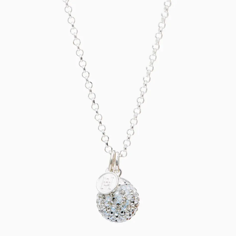 Hillberg & Berk Sterling Silver Shattered Glass Sparkle Ball Long Pendant Necklace