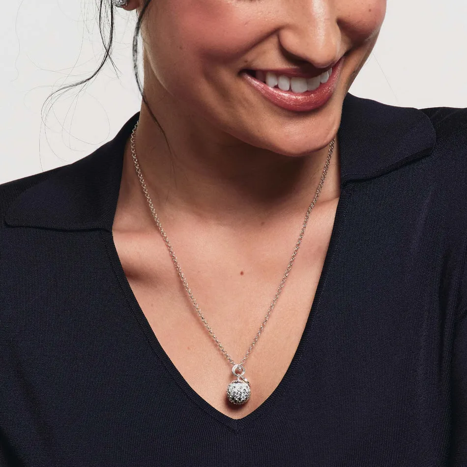 Hillberg & Berk Sterling Silver Shattered Glass Sparkle Ball Long Pendant Necklace