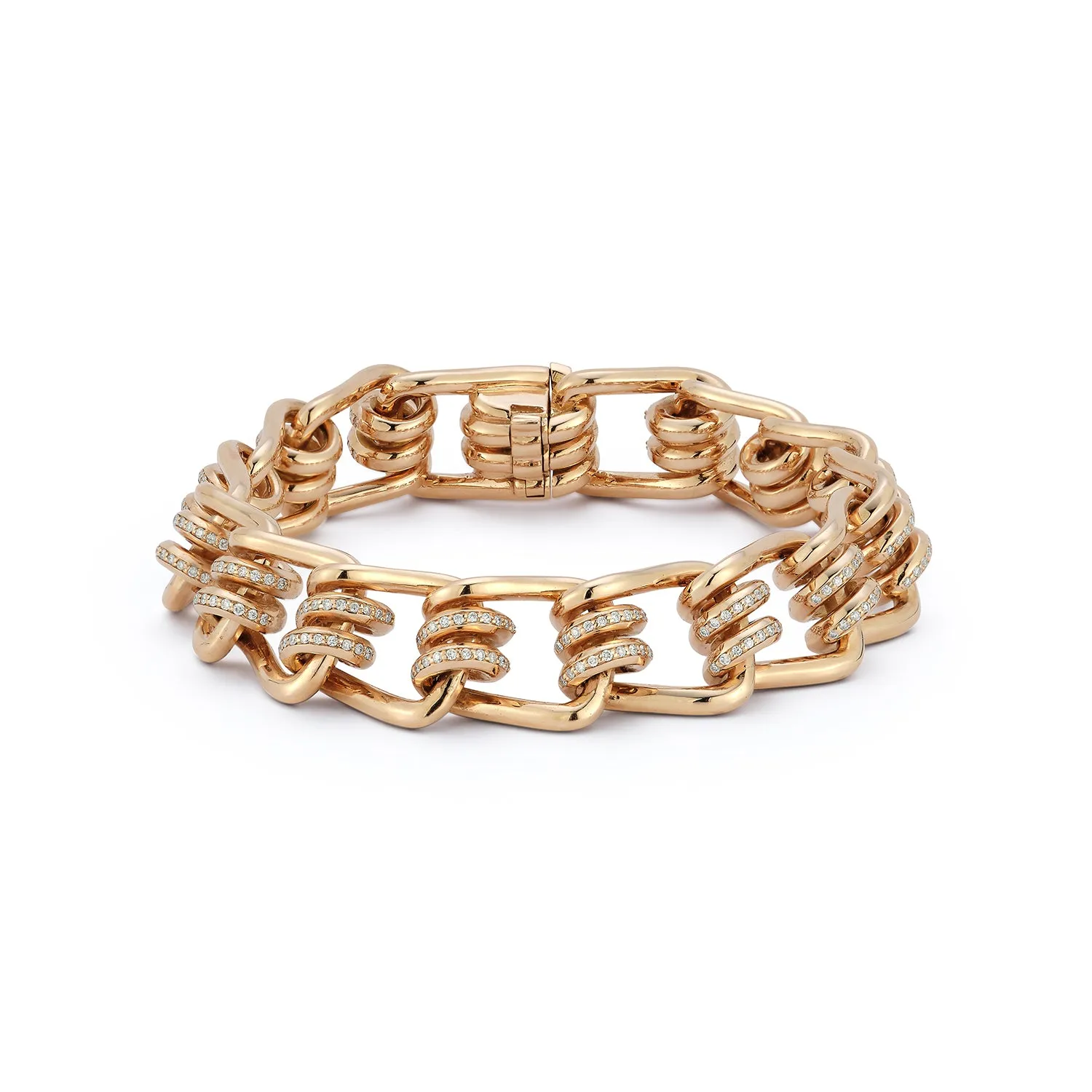 HUXLEY 18K GOLD AND DIAMOND COIL LINK BRACELET