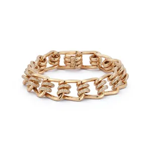 HUXLEY 18K GOLD AND DIAMOND COIL LINK BRACELET