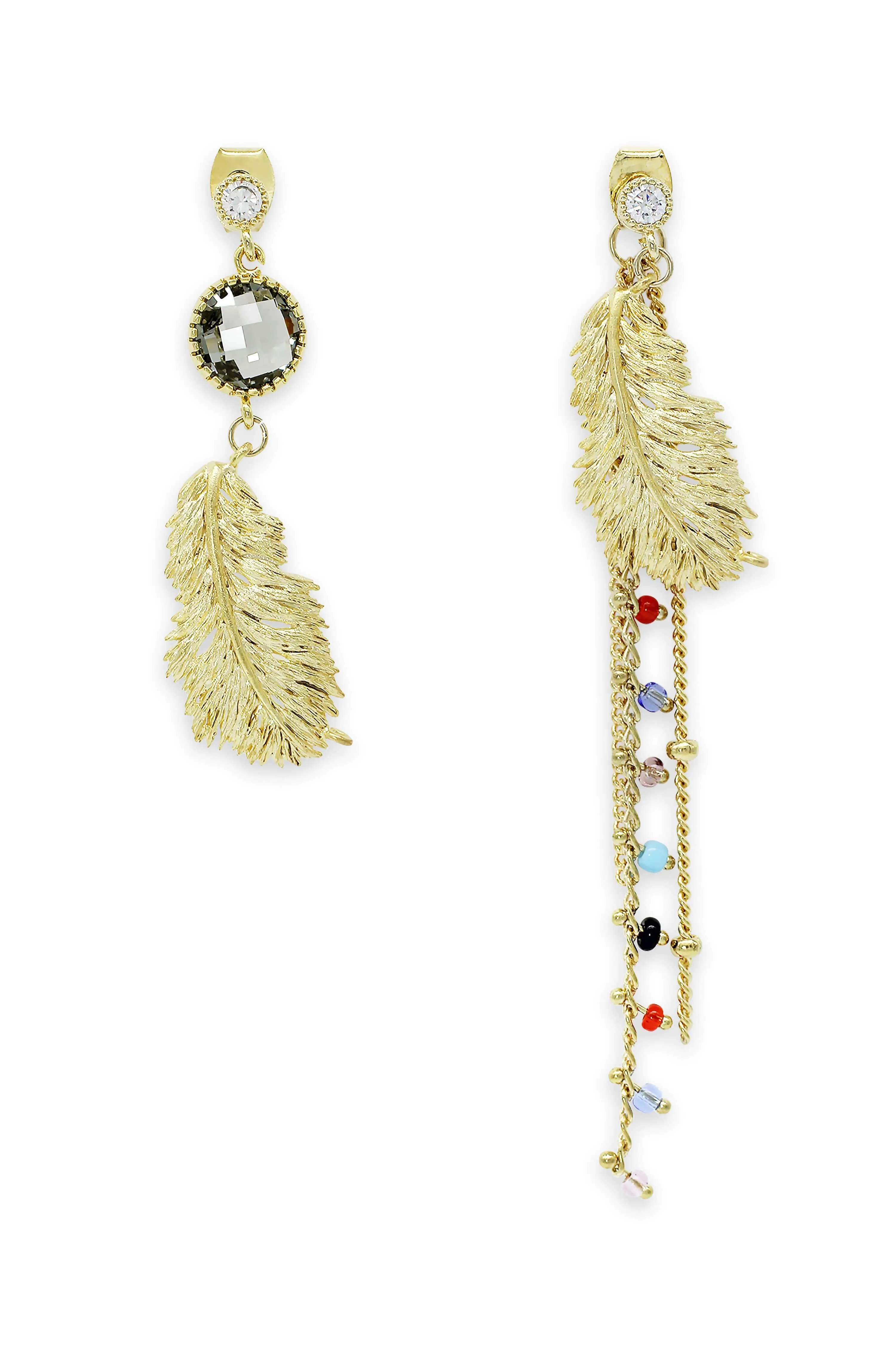 Indian Style Antique Silver Feather Drop