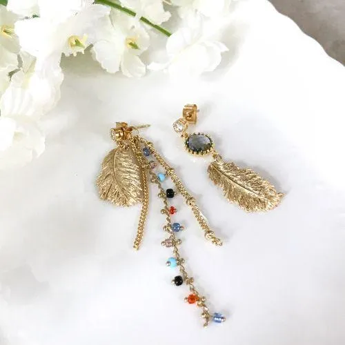Indian Style Antique Silver Feather Drop