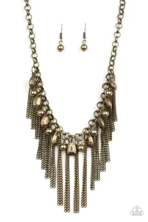 Industrial Intensity Brass Necklace Paparazzi