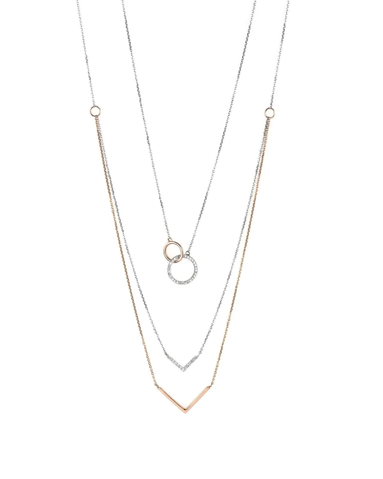 Interlocking Circles Diamond Necklace  Two-Tone White and