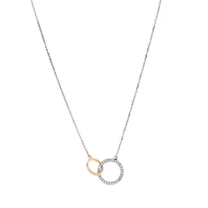 Interlocking Circles Diamond Necklace  Two-Tone White and
