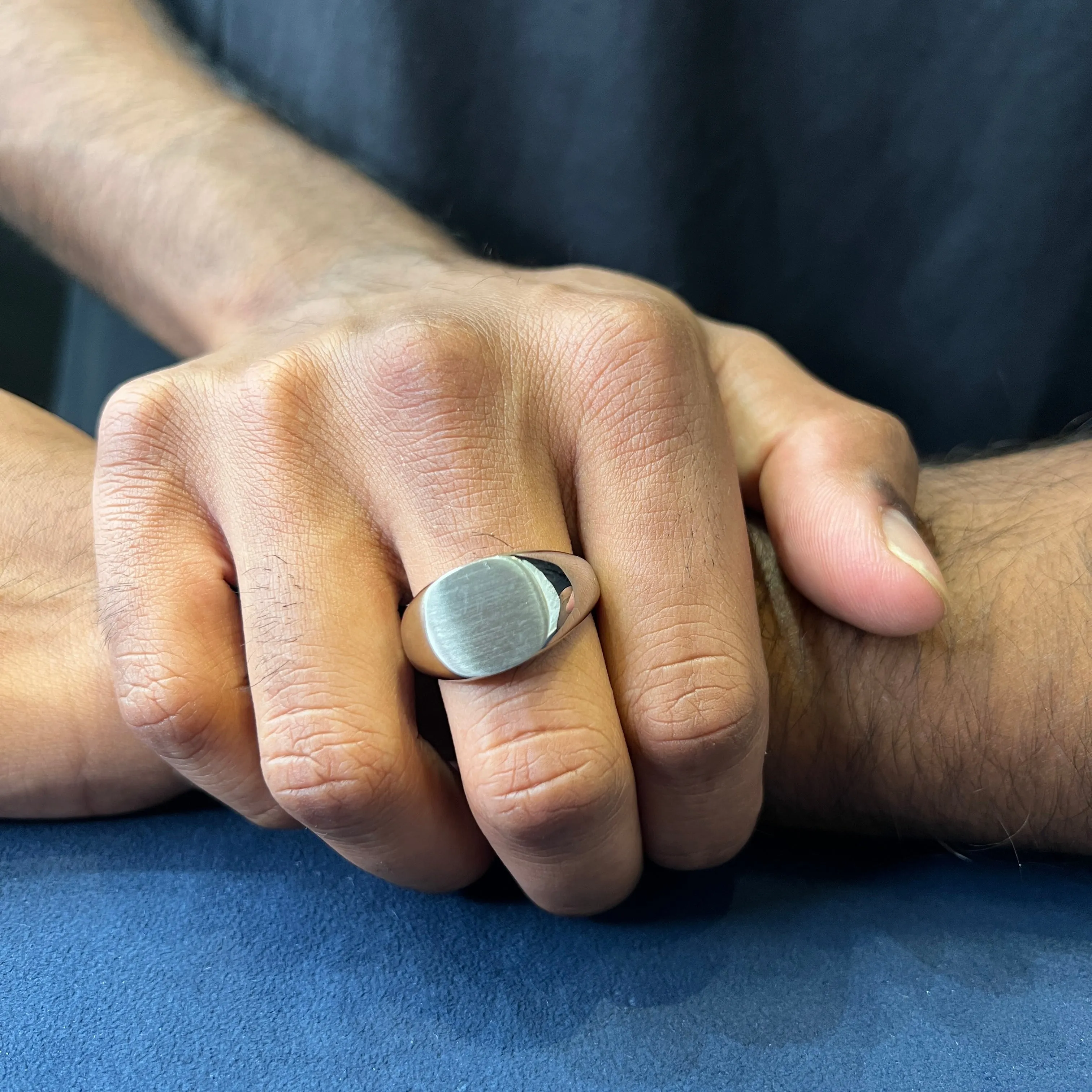 Italgem Stainless Steel Brushed Top Signet Ring