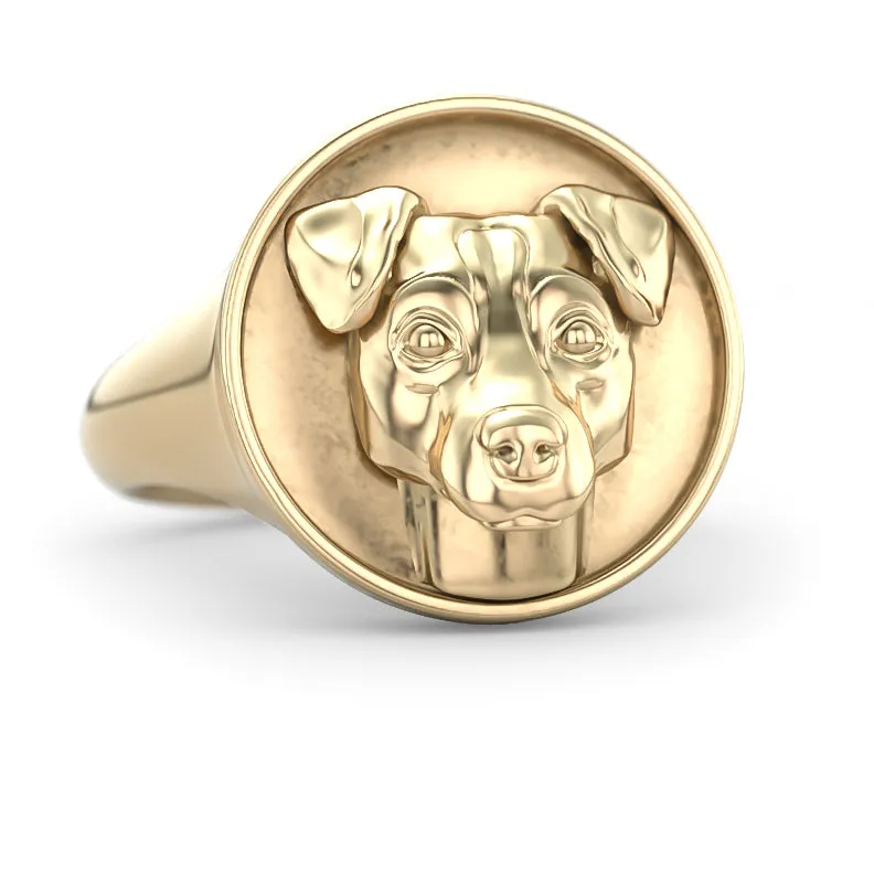 Jack Russell Terrier Classic Round Signet Ring
