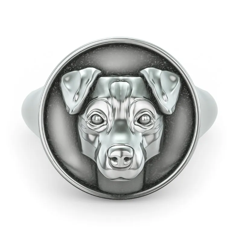 Jack Russell Terrier Classic Round Signet Ring