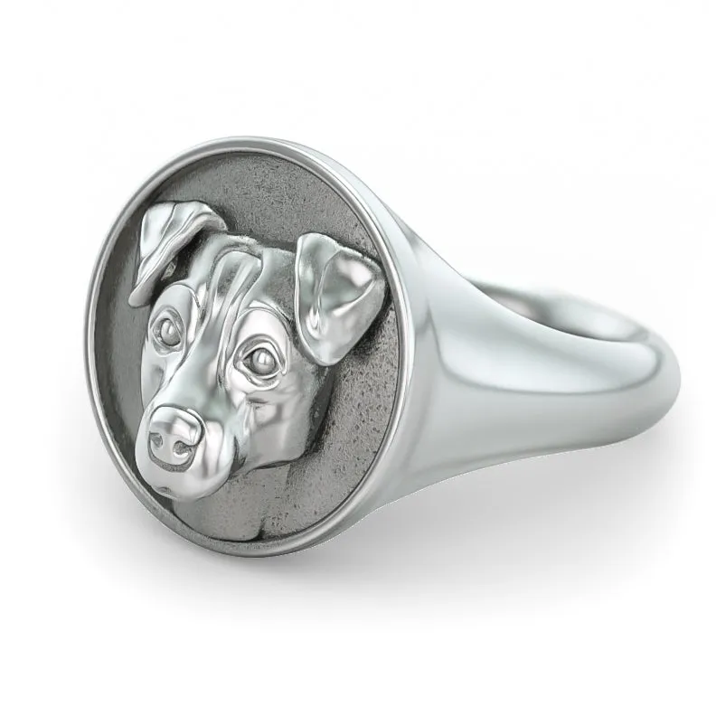 Jack Russell Terrier Classic Round Signet Ring