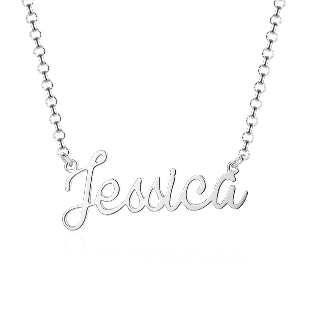 Jessica Script Custom Sterling Silver Necklace