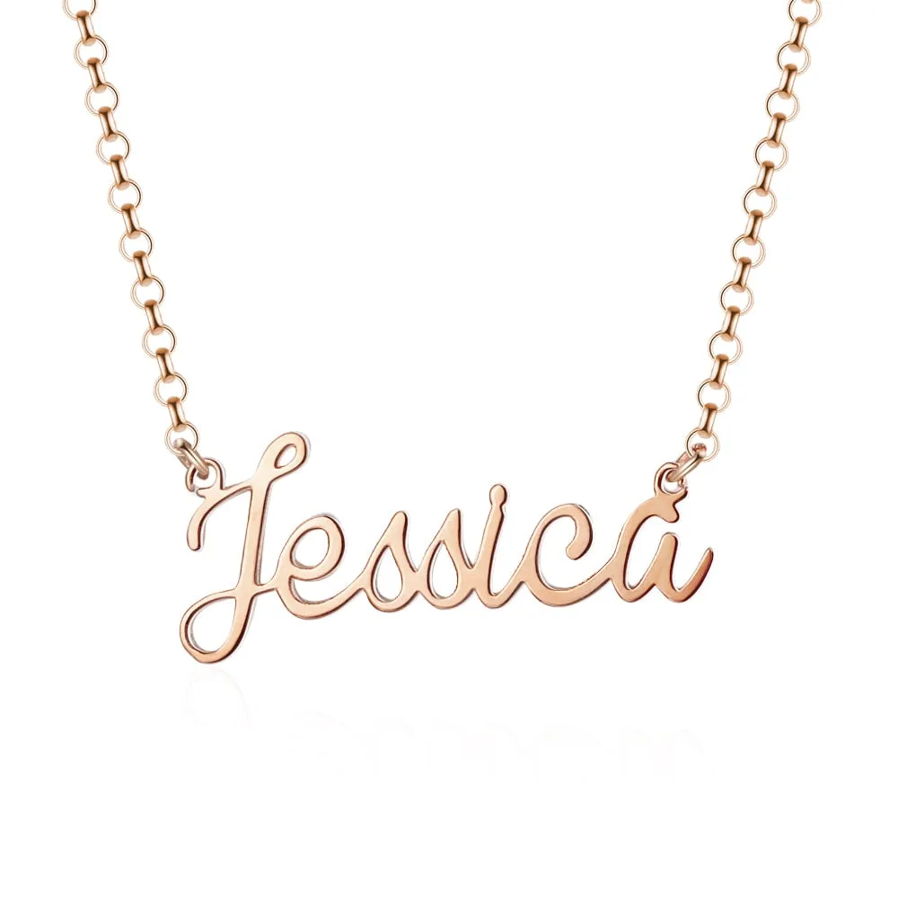 Jessica Script Custom Sterling Silver Necklace