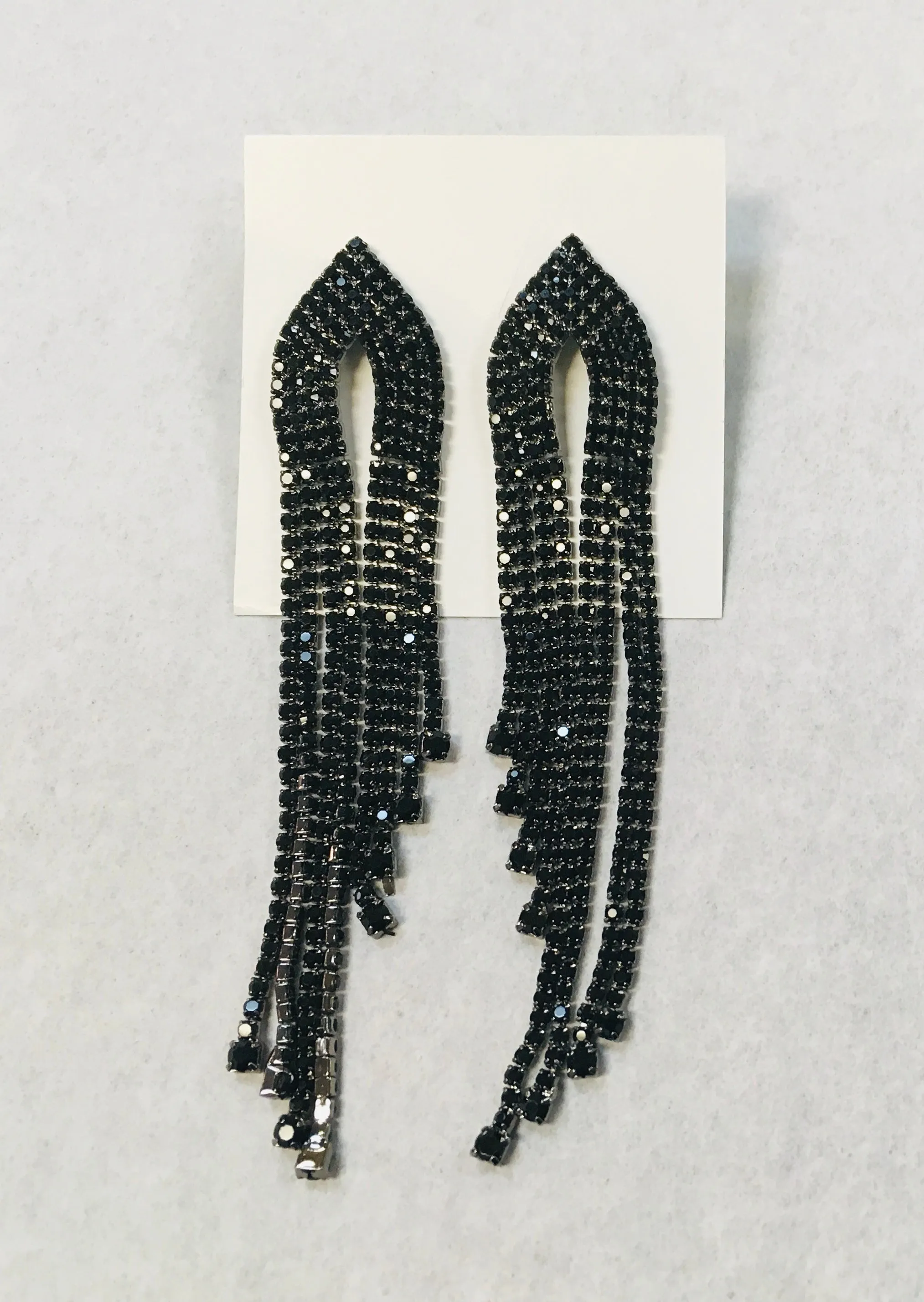 Jet Black Tassel Earrings