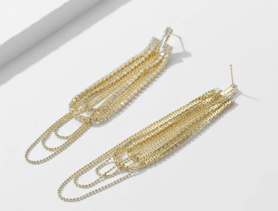 Jewelblings Fantastic Golden Beads Tiered Loop Tassel Earrings for Night Club Accessory