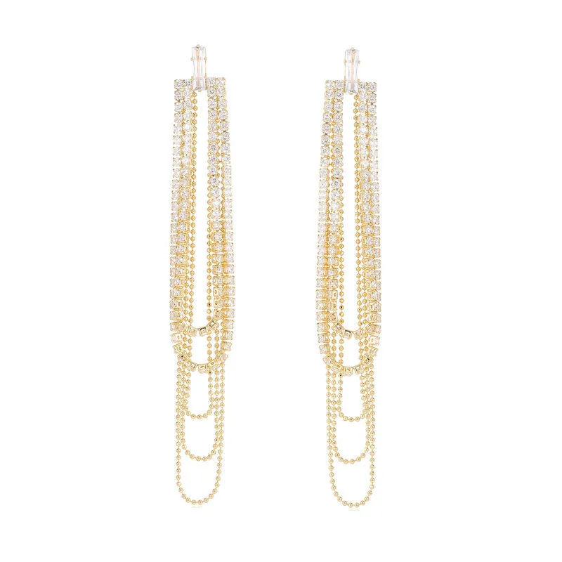Jewelblings Fantastic Golden Beads Tiered Loop Tassel Earrings for Night Club Accessory