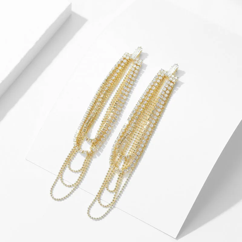 Jewelblings Fantastic Golden Beads Tiered Loop Tassel Earrings for Night Club Accessory