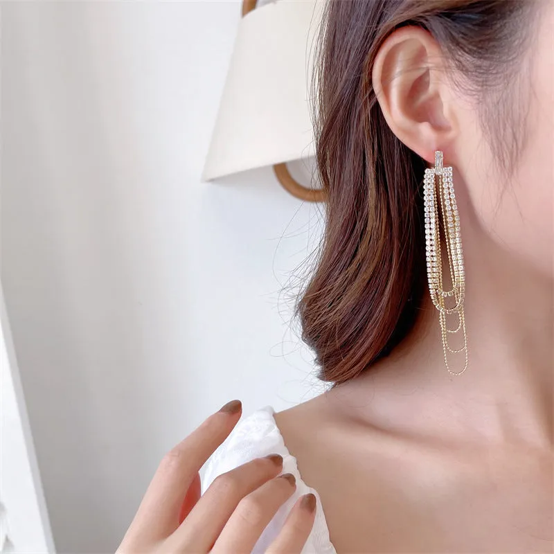 Jewelblings Fantastic Golden Beads Tiered Loop Tassel Earrings for Night Club Accessory