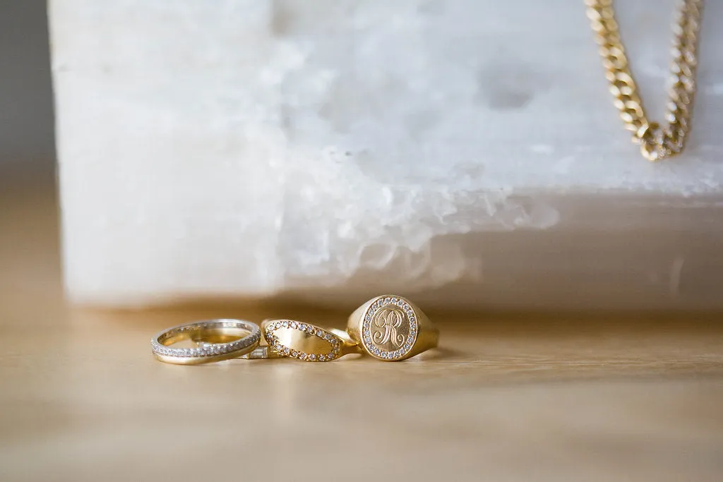 Jumbo Diamond Signet Ring