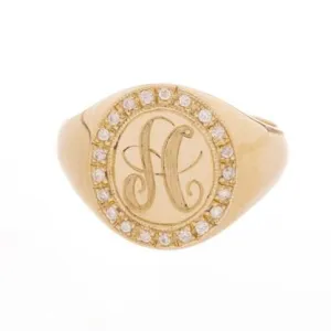 Jumbo Diamond Signet Ring