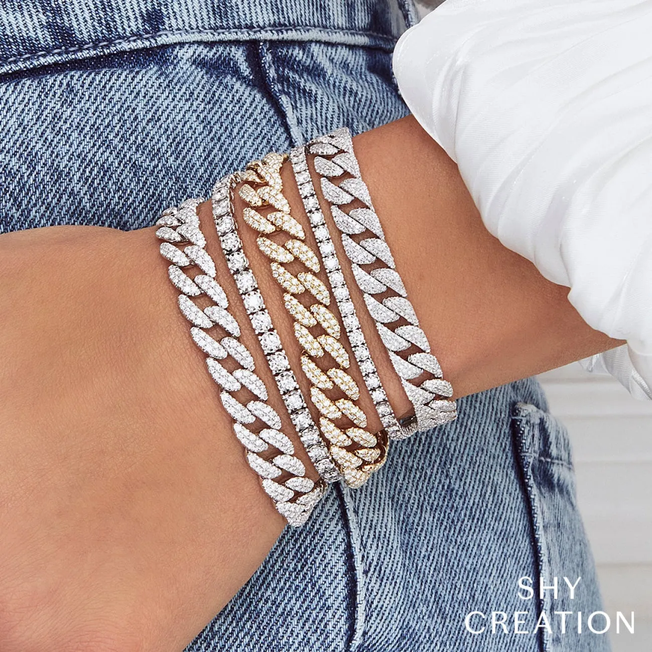 Kate 14K White Gold 8.33 ct Diamond Pavé Chain Link Bracelet