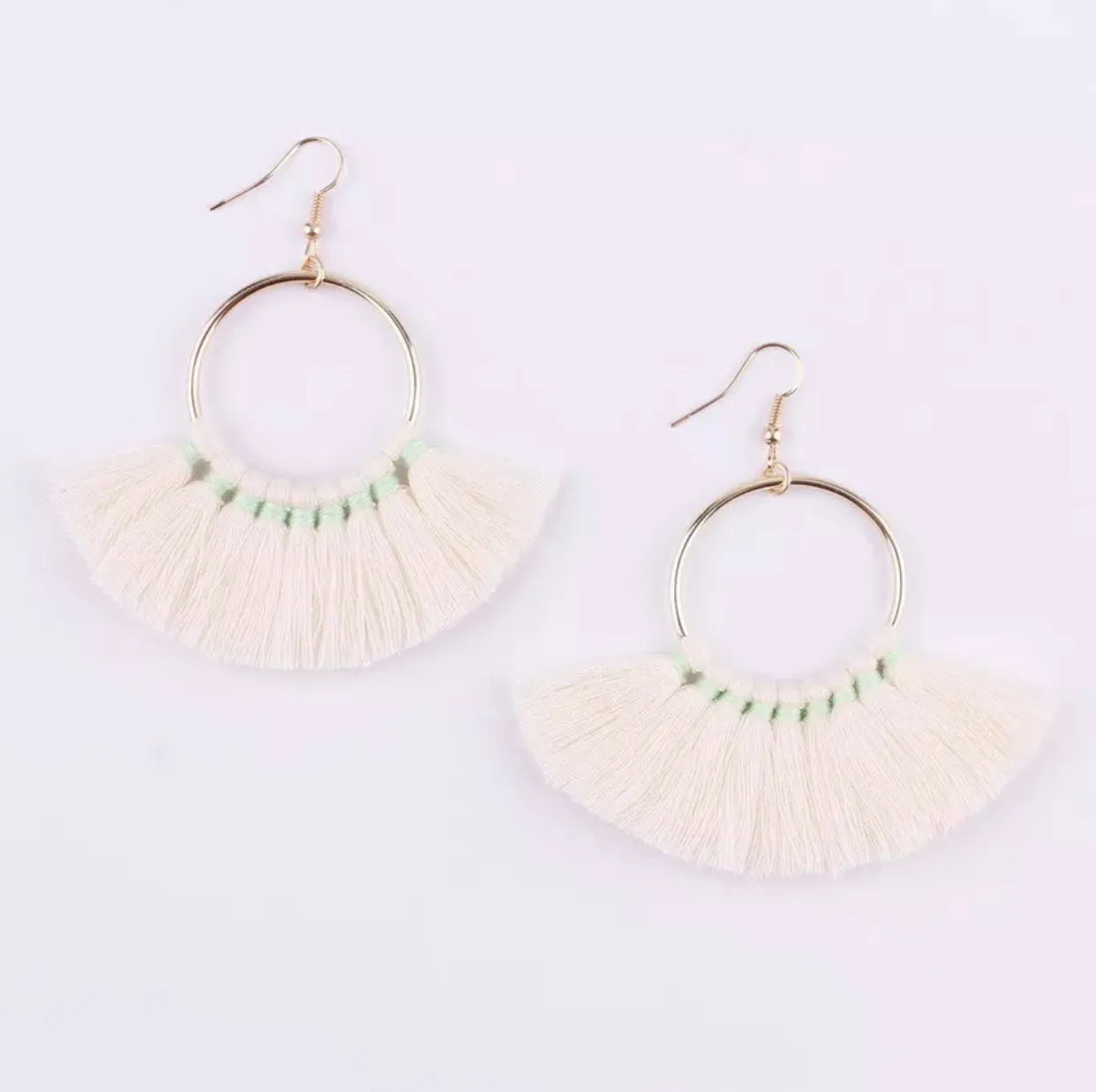 Kate Tassel Hoop Earrings Ivory