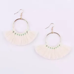 Kate Tassel Hoop Earrings Ivory