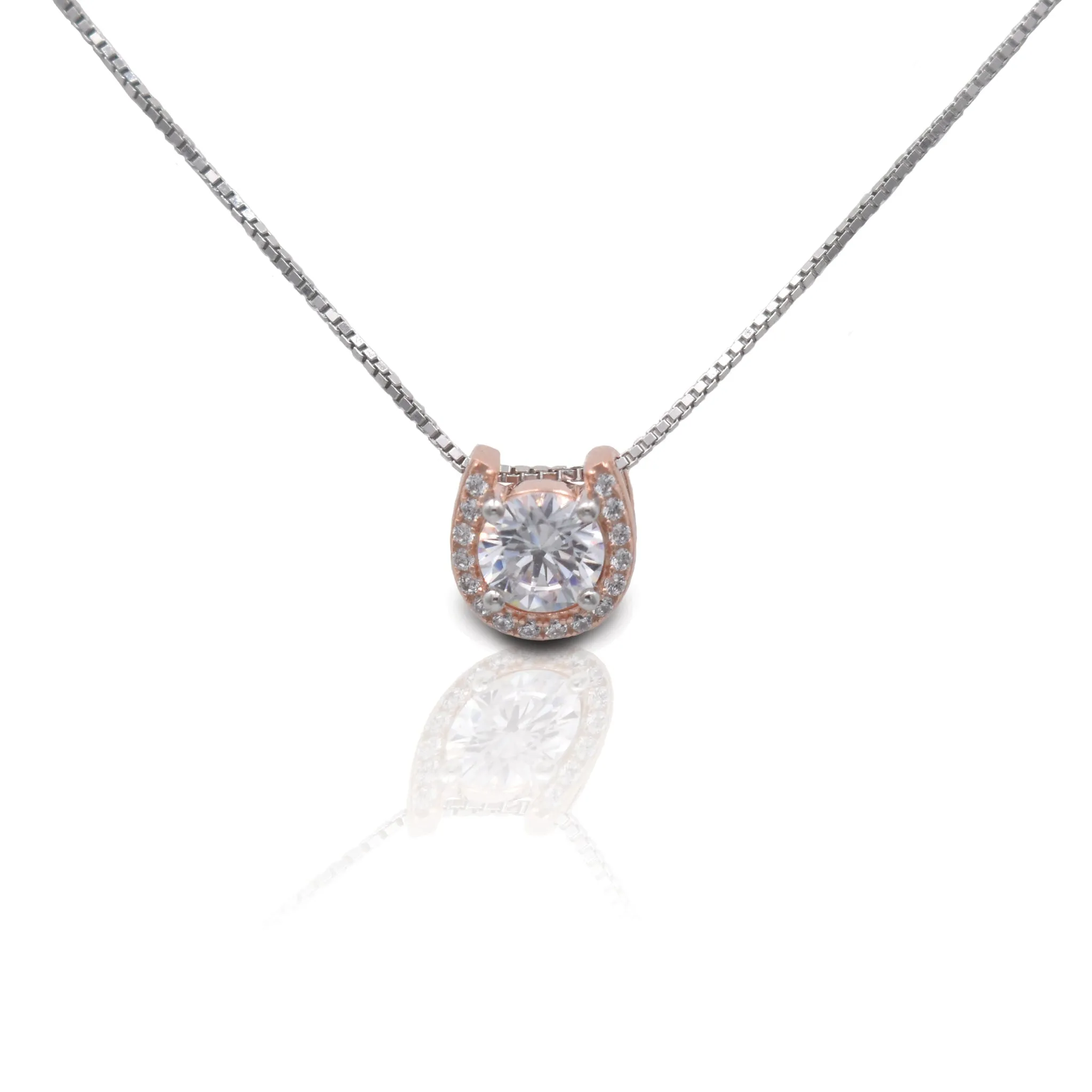 Kelly Herd Necklace Rose Gold Plated Horseshoe - Sterling Silver
