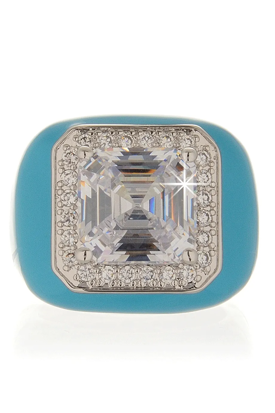 KENNETH JAY LANE ZIRCONIA Turquoise Crystal Cocktail Ring