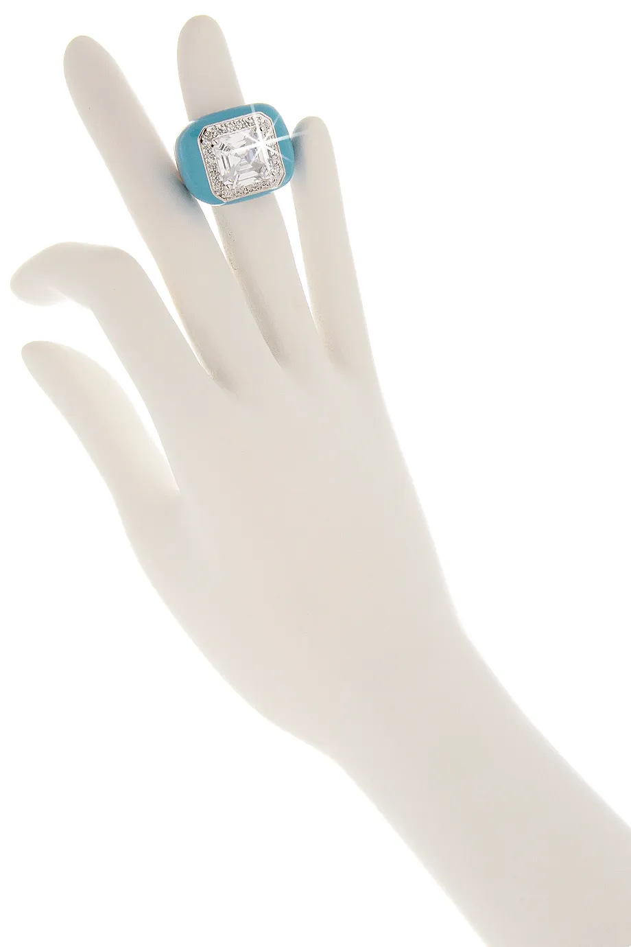 KENNETH JAY LANE ZIRCONIA Turquoise Crystal Cocktail Ring