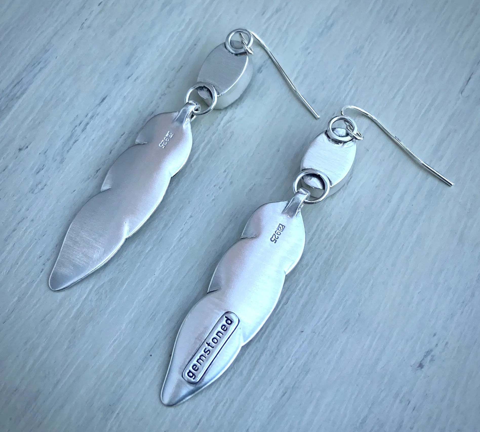 Kingman Turquoise Feather Earrings
