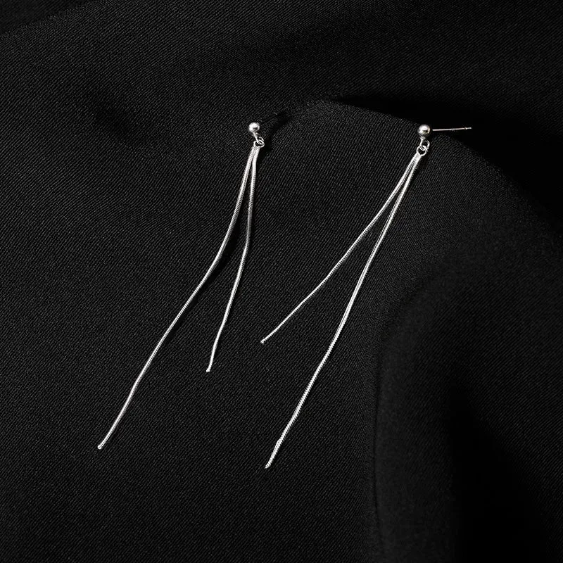 Korean Long Tassel Pearl Dangle Earrings for Women Luxury Full Rhinestone Gold Color Drop Earrings Wedding Party Jewelry Gift