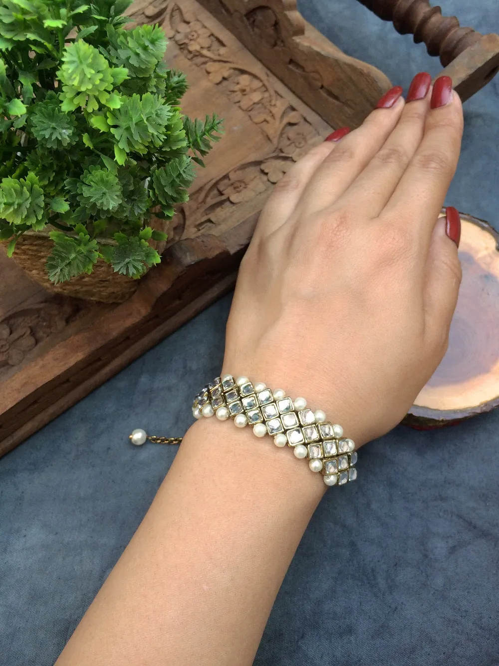 Kundan and Pearl Bracelet